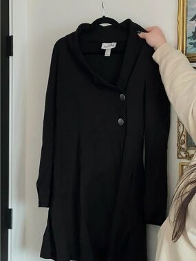 Black Asymmetric Button Coat by Joseph Ribkoff